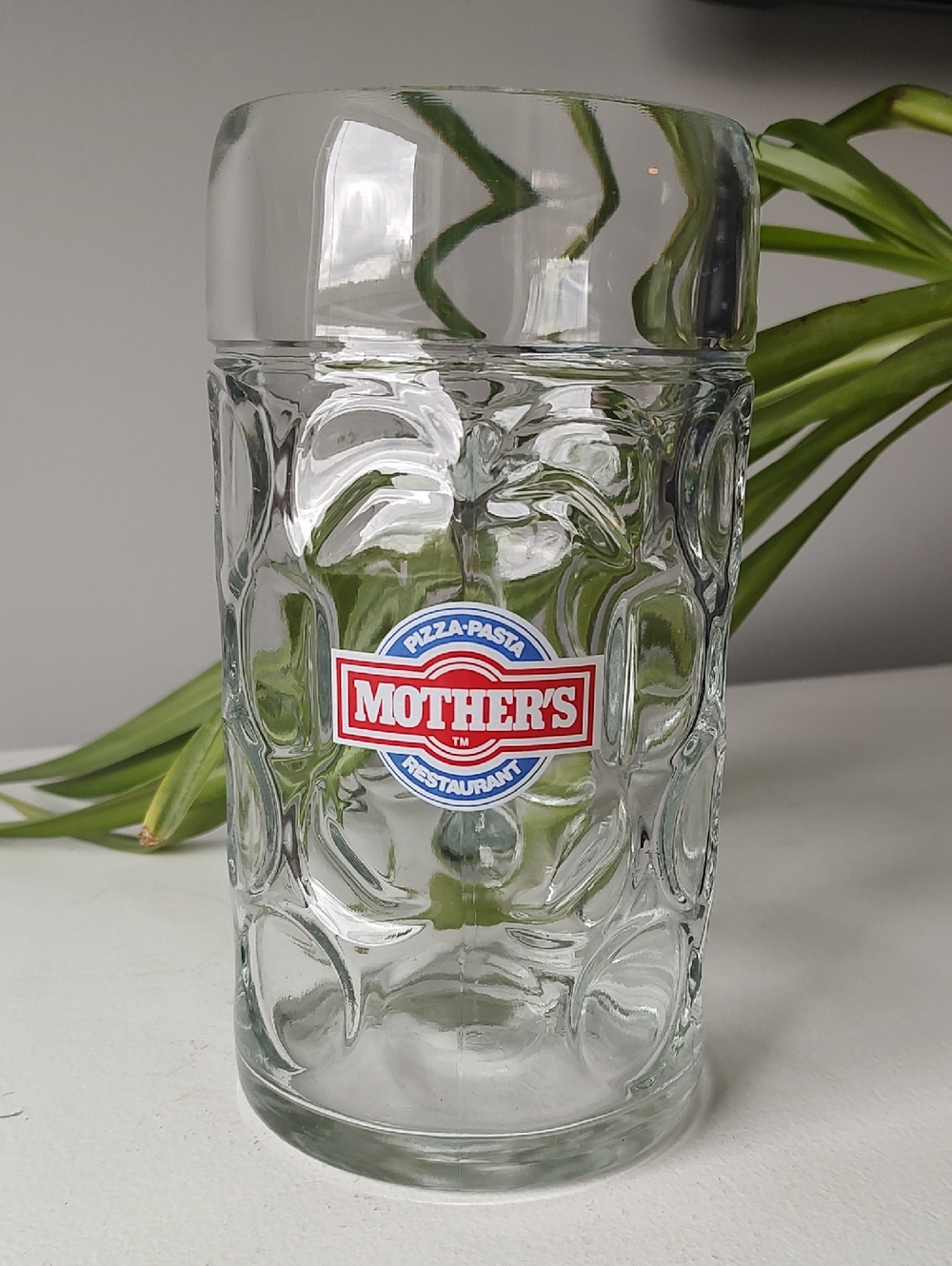 Vintage Oversized Glass Beer Stein From Mother's Pizza & Pasta Restaurant